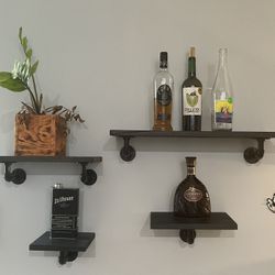 Wooden wall shelves