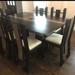 Solid hard wood table buffet and 2 large matching mirrors