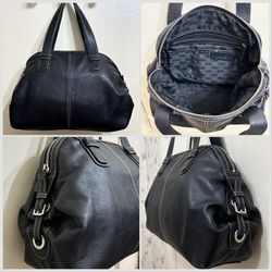 Michael Kors Hudson Large Black Pebbled Leather Satchel Shoulder Bag