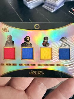 2025 Pieces of the Past QUADRUPLE CLOTH RELIC – Einstein / Shakespeare / Julius Caesar / George Washington