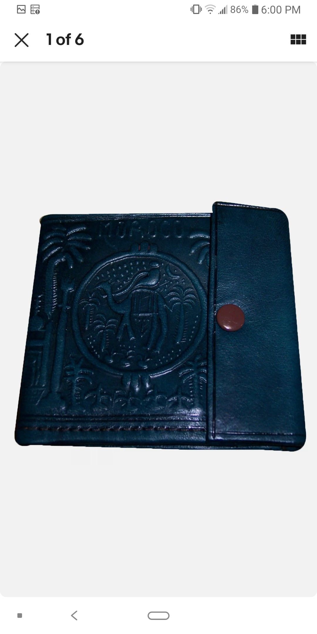 Moroccan Wallet Coin Genuine Leather Bi-fold Handmade Pocket Unisex Small blue.