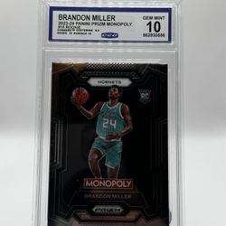 2023-24 Panini Prizm Monopoly Brandon Miller RC 🔥 CCG 10 Slab