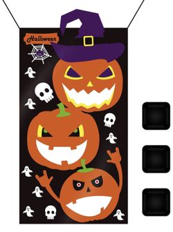 Kids Halloween Games Party Decorations Halloween Pumpkin Party Decorations Kids Bean Bag Toss Game Black (30” X 54”)