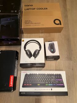 Alienware keyboard, mouse and headphones like new condition in original packaging