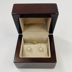 Natural Diamond Earrings 1/3 ct tw Round 14K Yellow Gold Prong-Set Cluster Screw Backs