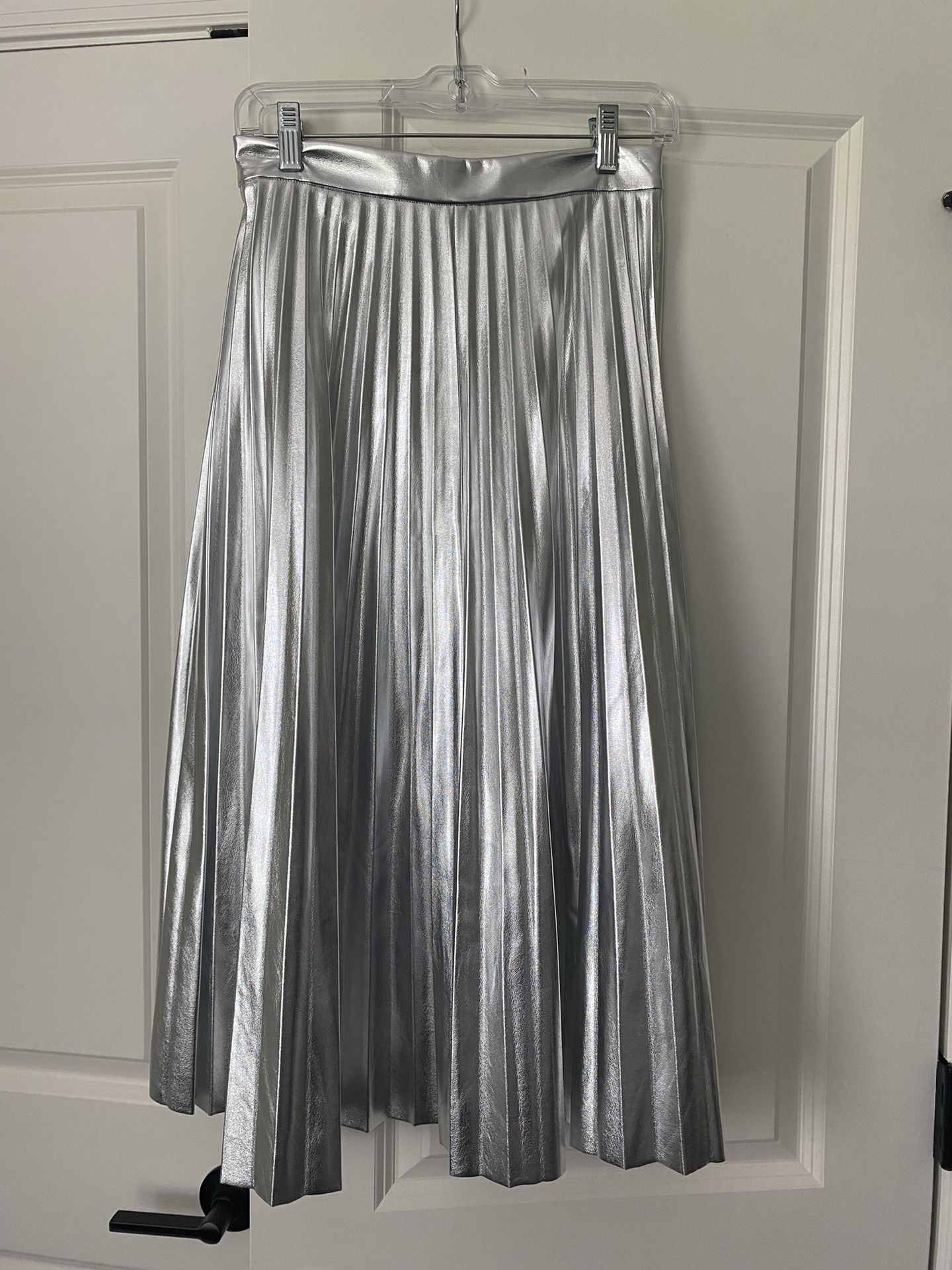 Silver Foil Pleated Skirt