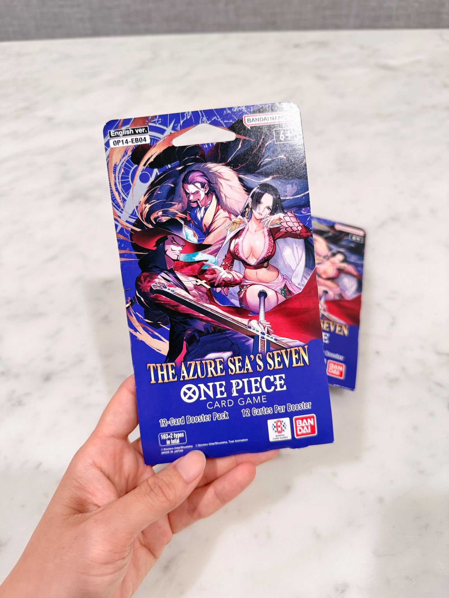 One Piece OP-14 Azure Sea’s Seven Booster Packs Card Game 12-Card Sealed Sleeved Pack Trading Card Bandai Namco Mini Tin