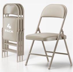 Brand New Set of 8 Padded Folding Chairs – Vinyl Cushions