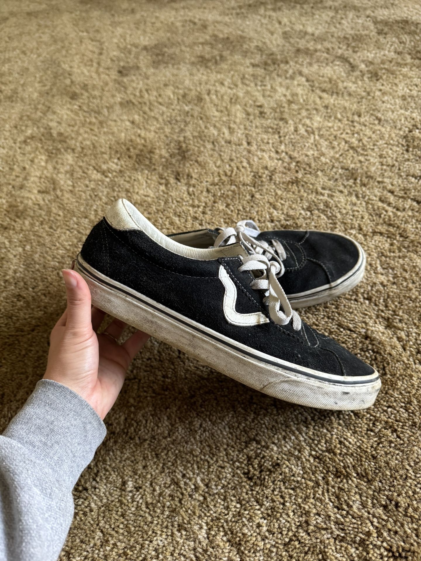 Black and white suede Vans; perfect condition