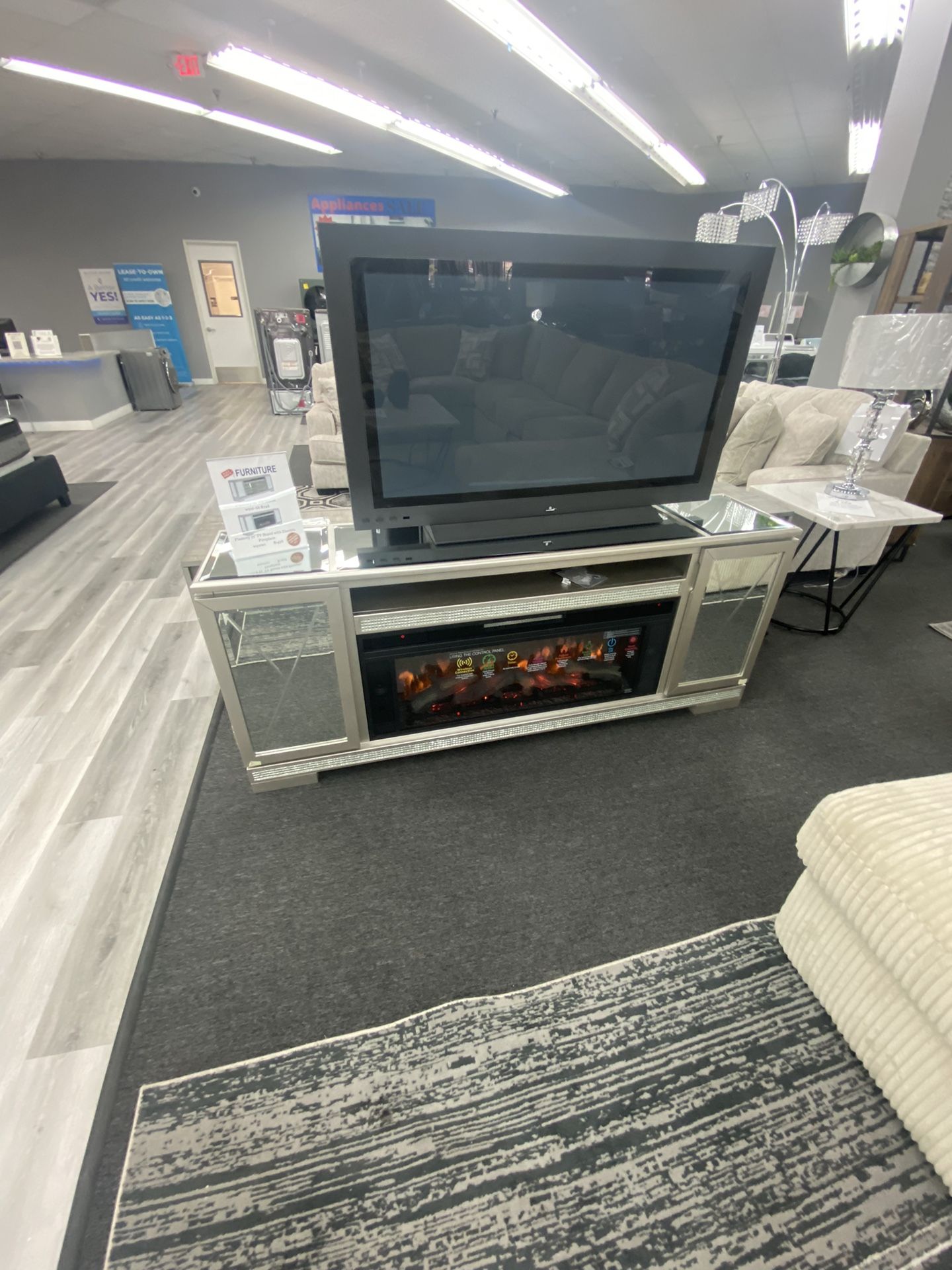 Glam Mirror Tv Stand With Fire Place And Speakers NEW,All Products : American Fashion Style Bags On Sale