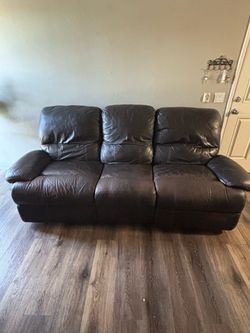 Dark Brown Leather Reclining Sofa