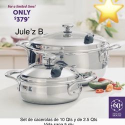 Princess House Set De Cacerolas De 10 Qts Y De 2.5 Qts Nuevas En Sus Cajas 