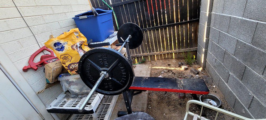 Weight Bench With Bar And 45lb. 