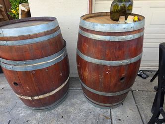 A pair of vintage Oak wine barrel