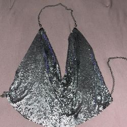 Rhinestone Diamond Sparkly Trending Halter Crop Top Summer 