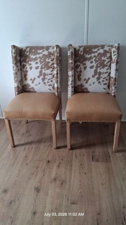 🔥 Brand New Cow Print Accent Chairs Set of 2 OBO