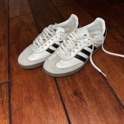 Adidas Samba White And Black Strips  OG Youth 4.5