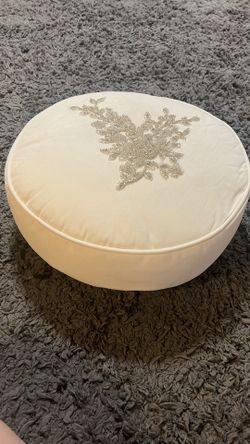 Rose Rhinestone White Velvet Wedding Pillow For Ring Bearer Fancy Seating