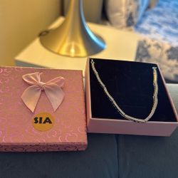 Vintage Silver  Plated Panel Crystal Link Collar Necklace 