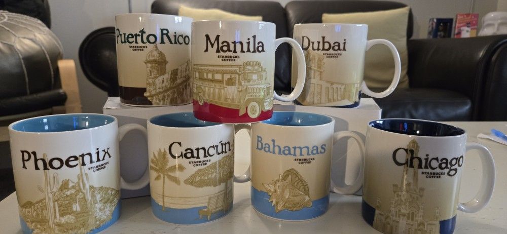 $ 25 ea Starbucks Mugs Puerto Rico, Manila, Dubai, Phoenix, Cancun, Bahamas, Chicago