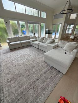 Large Coleman White Modular Sectional Sofa with Chaise