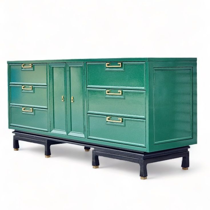 green lacquer dresser Fleur Olive Dresser