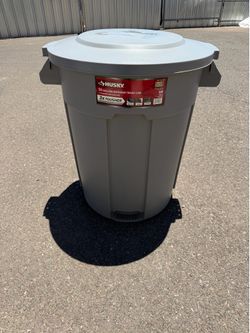 Husky 55 gal. Grey Heavy Duty Commercial Outdoor Trash Can with Domed Lid