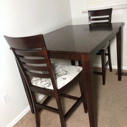 Nice Pub Height Style Espresso Wood Dining Table & 2 Chairs Set