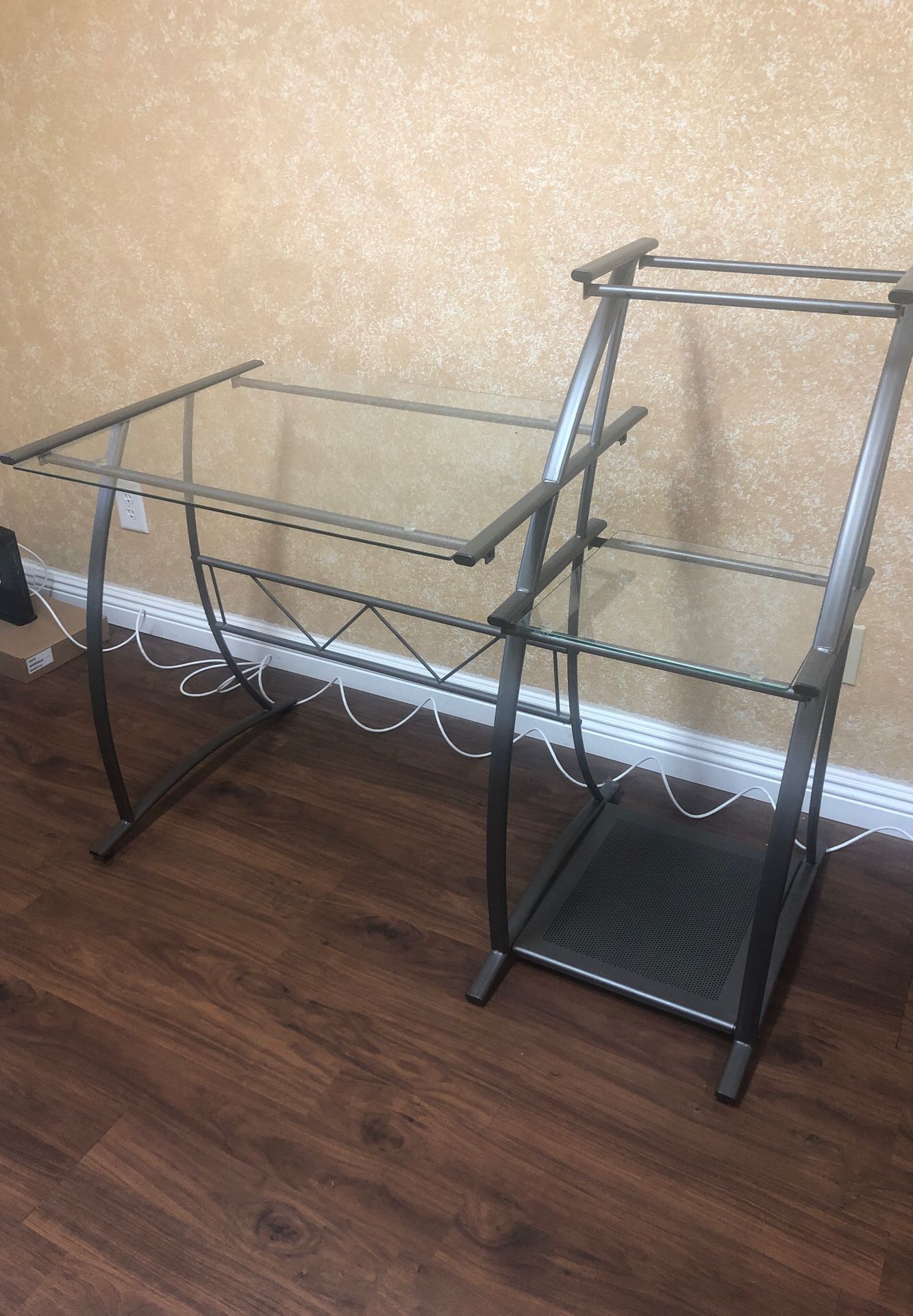 Metal desk with glass top