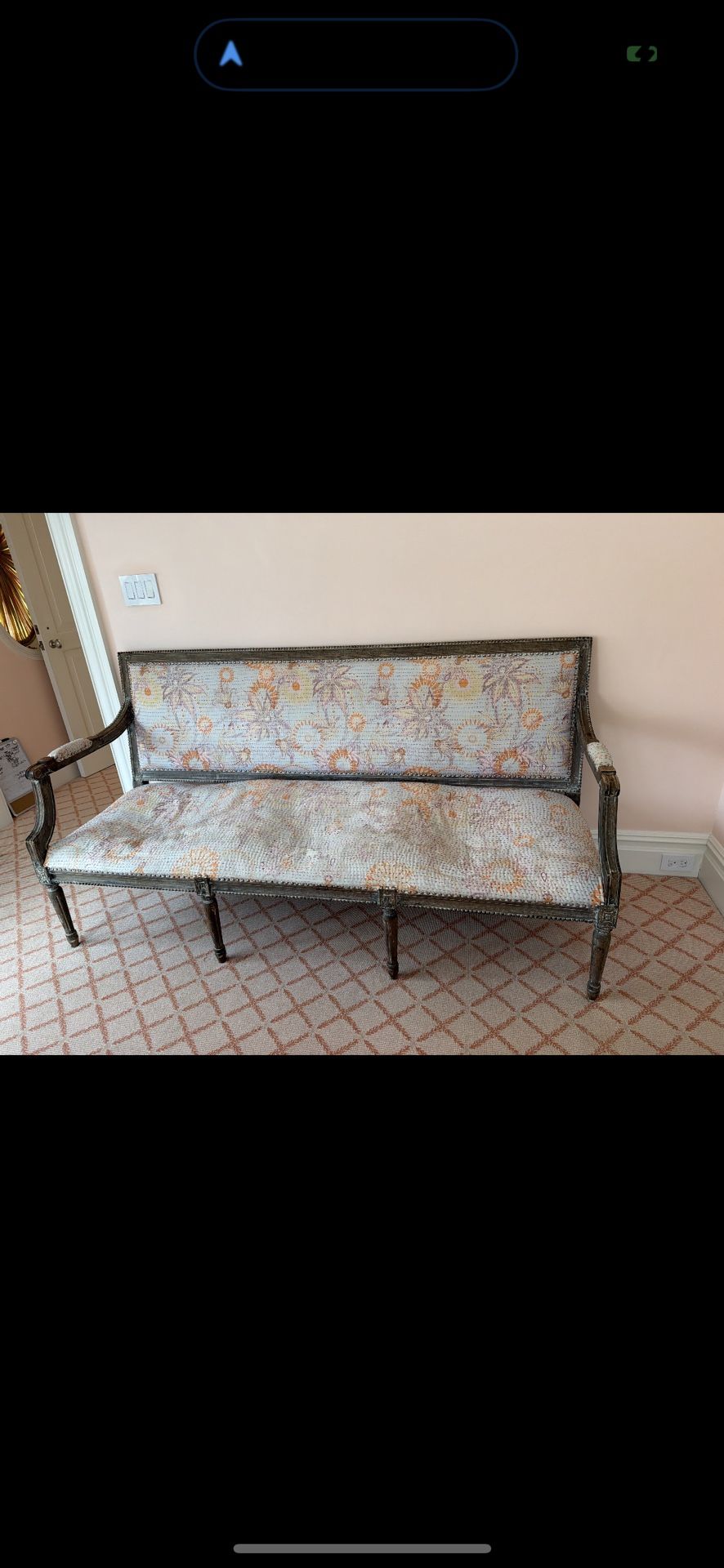 Louis XVI–Style Walnut Sofa, Napoleon III Period, Aubusson Tapestry Upholstery