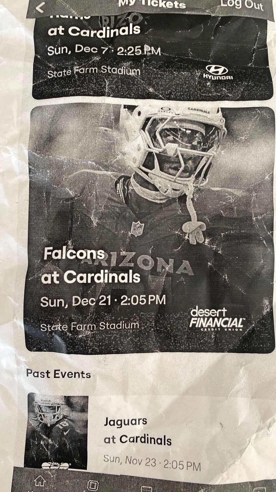 “CARDINALS VS FALCONS” ..TICKETS…