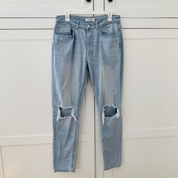 Men’s Legend London Light Blue Distressed Slim Straight Jeans Size 32X32