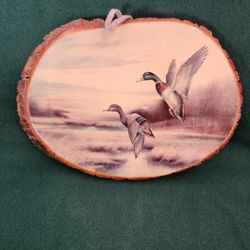 Vintage Folk ART Wood Wildlife Ducks Lake Nature Picture Wall Hunt