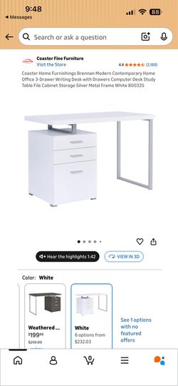 White Desk w/3 file drawers-MUST P/U TODAY FOR BEST DEAL! (Clairemont)