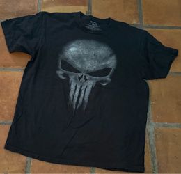 Marvel Comics Punisher T-Shirt - Large Black with White Skull Graphic