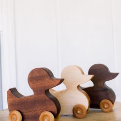 Wooden Montessori Duck Toy | Natural Hardwood