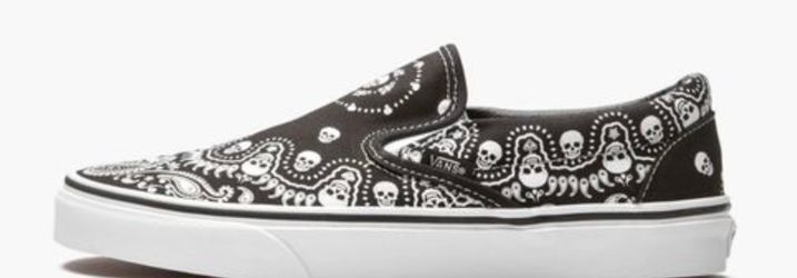 Vans Classic Slip-On Skull Bandana Print Black White
