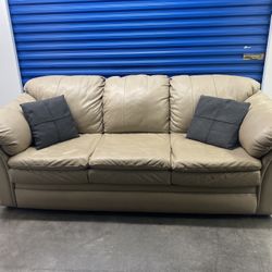 Comfy Leather Couch (free delivery)