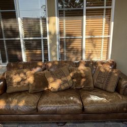 Leather Sofa With Pillows
