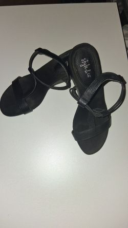 Black Strappy Low Heel Sandals (New)