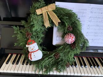 Real fresh cut Christmas Wreath with Pinecones and Bow