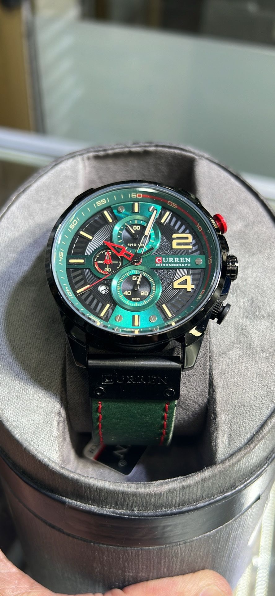 CURREN Man Luxury Big Brand Leather Quartz Wristwatch with Chronograph