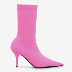 BALENCIAGA ANKLE BOOTS SOCK BOOTIES PINK FLUO SPANDEX SIZE 36 NEW 