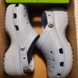 Baby Blue Platform Crocs