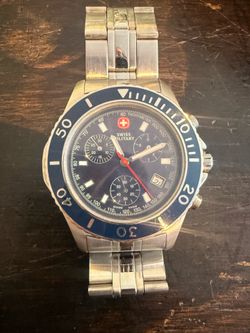 Swiss Military Men's Navy Swiss Master Chronograph Watch (contact info removed) 3 Sub Dials D5- water resistant 100m, has new battery