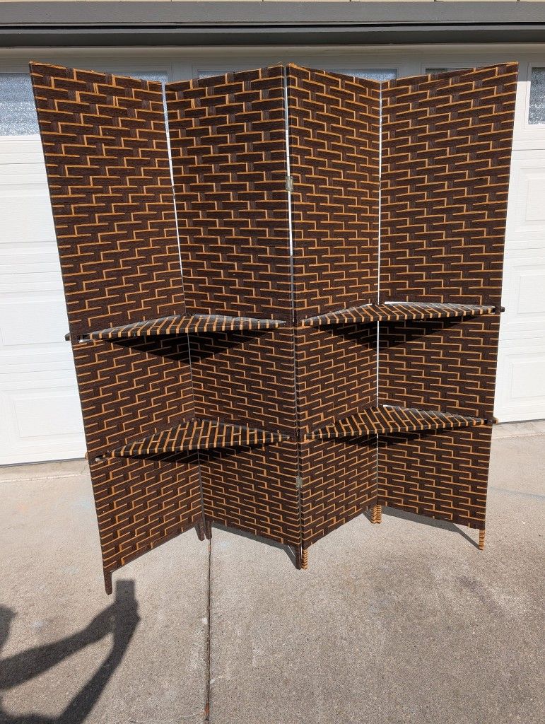 Bamboo Room Divider With Shelves