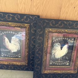 Framed Rooster Art Set
