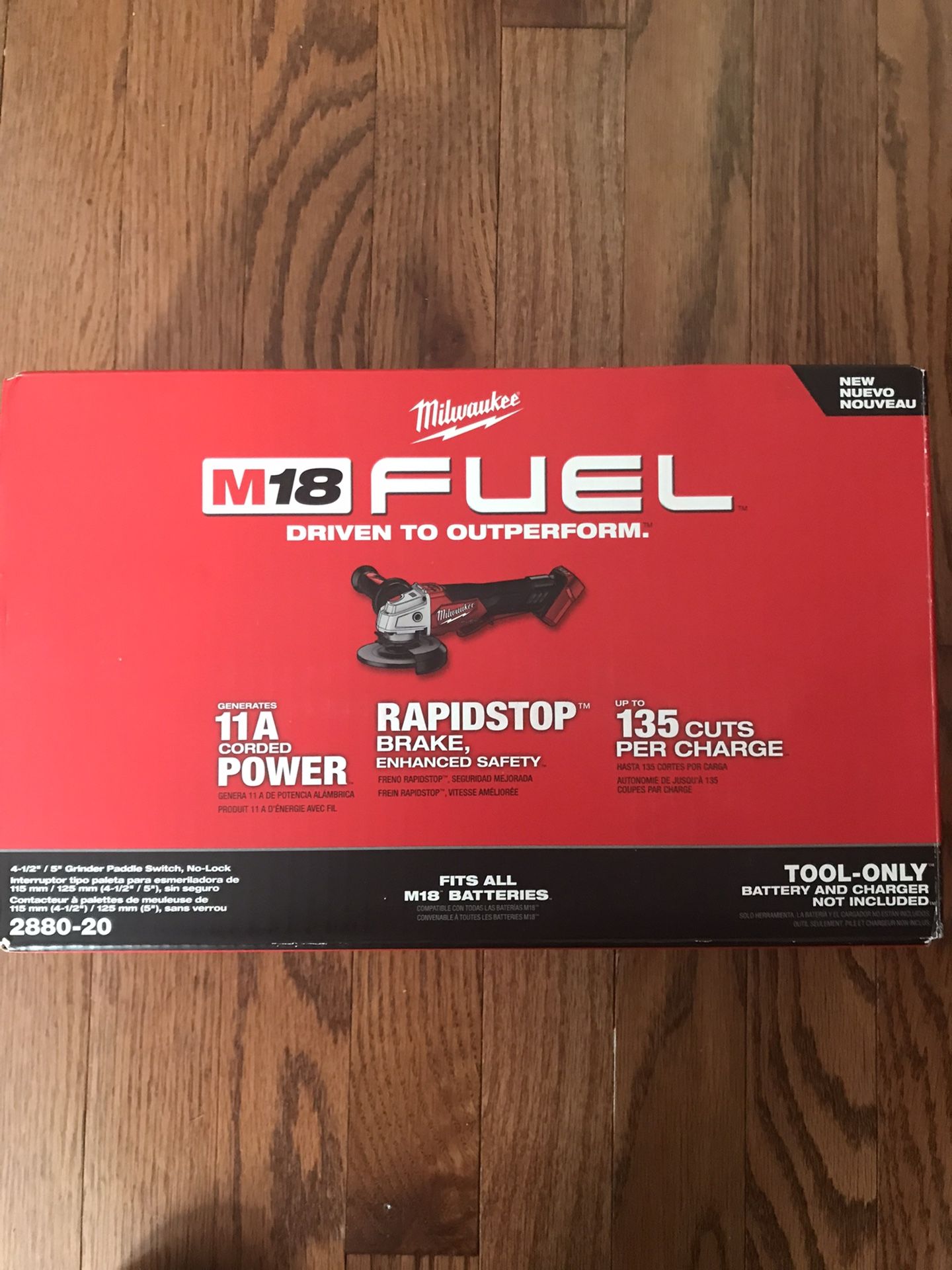 Milwaukee Fuel M18 4-1/2”/5 Grinder paddle switch no lock