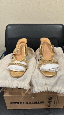 WOMENS BARED FOOTWEAR BUNTING GOLD LEATHER SIZE EU 39 USA 8 - 8 1/2