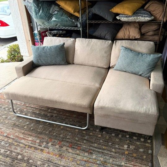 Beige Sofa Sleeper with Right Facing Chaise